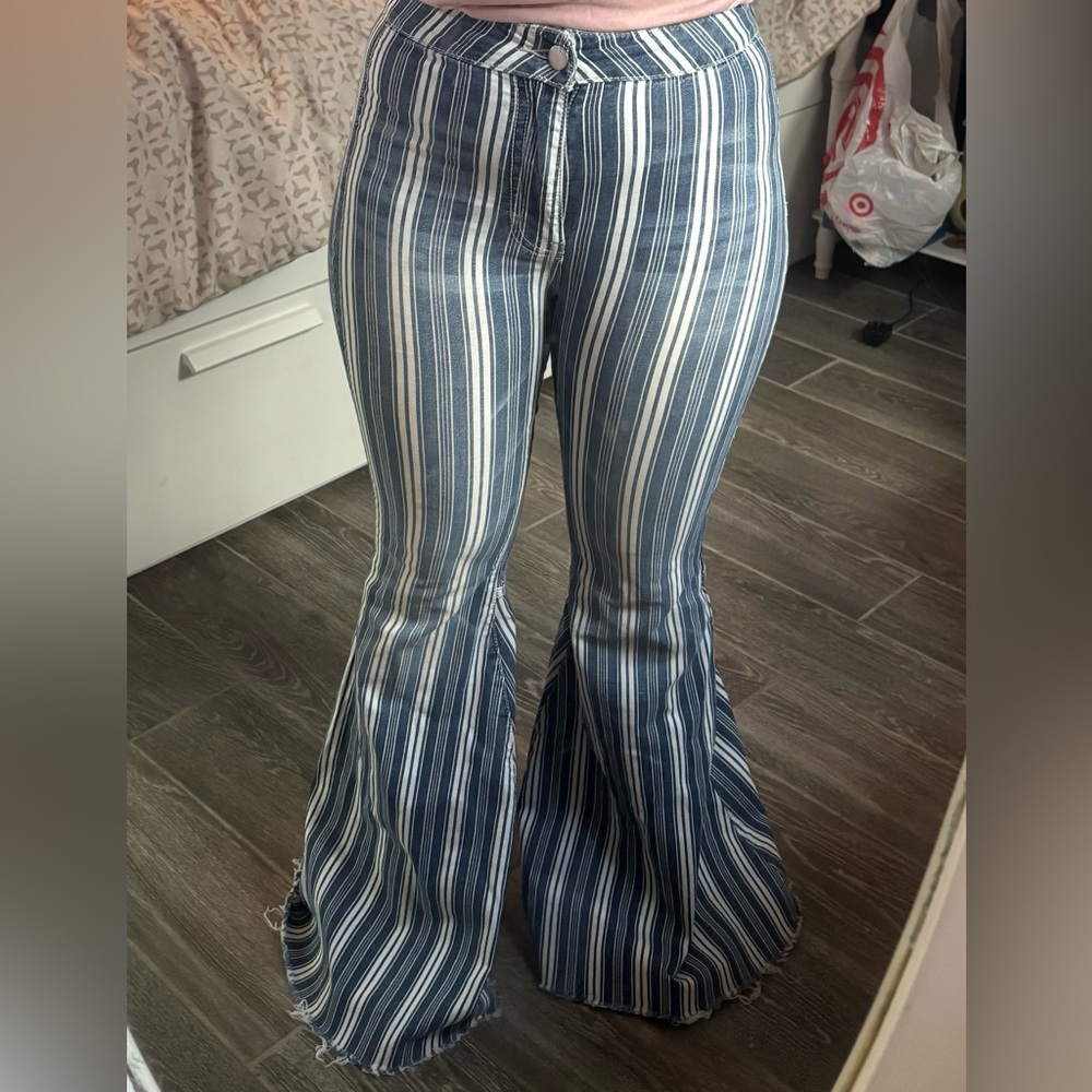 Free people Striped Flare Jeans - Picture 11 of 11